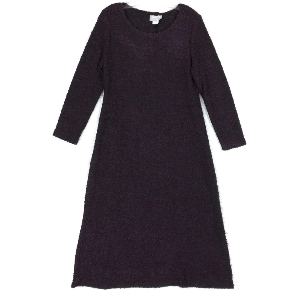 Blair Womens Dress Maxi Textured Knit Purple Marled Long Sleeve Crew Neck S M L